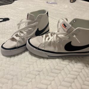 Nike White and Black High-Top Sneakers